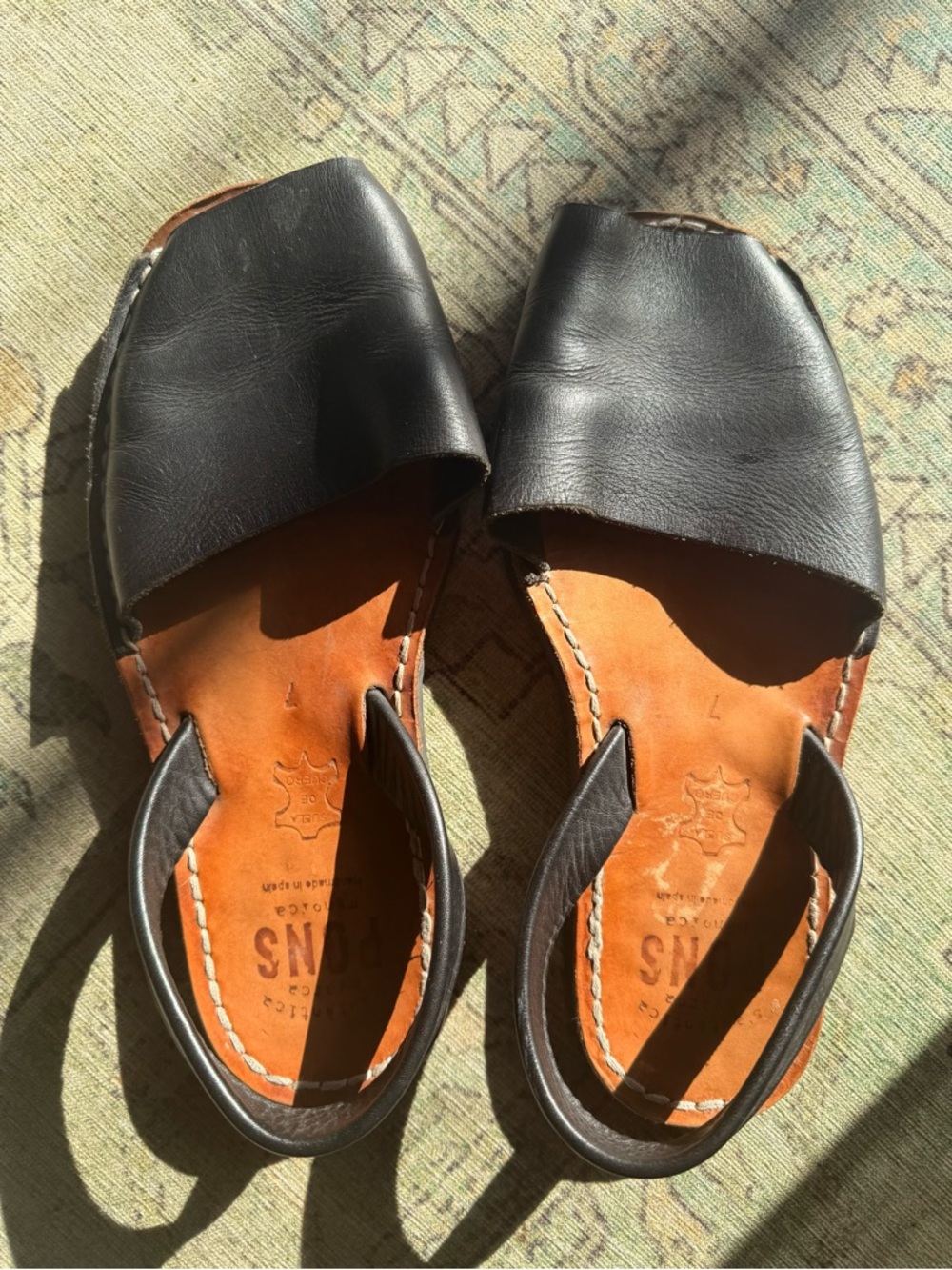 Pons Black Leather Womens Slingback Sandals